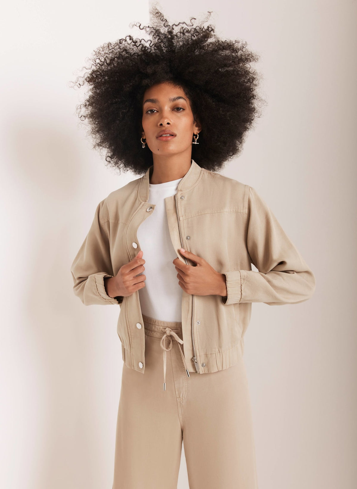 Neutral Washed Bomber Jacket