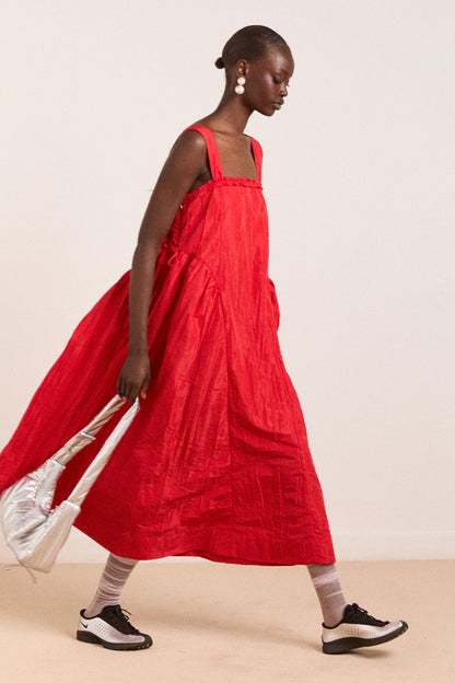 Elina Midi Dress Red Taffeta