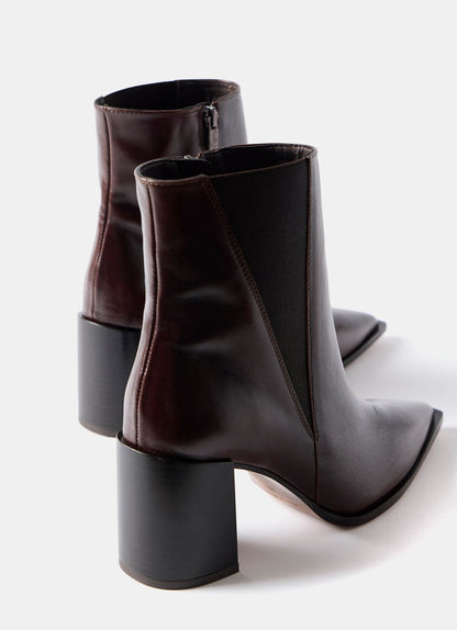 Noa Burgundy Patent Block Heel Boots