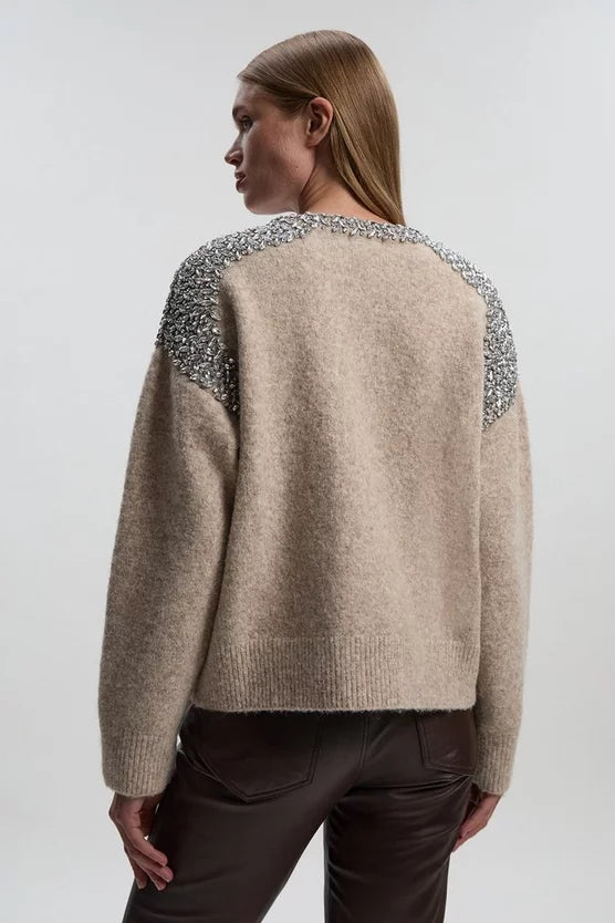 Embellished Trim Cosy Knit Jumper