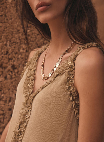 Khaki Embellished Midi Dress