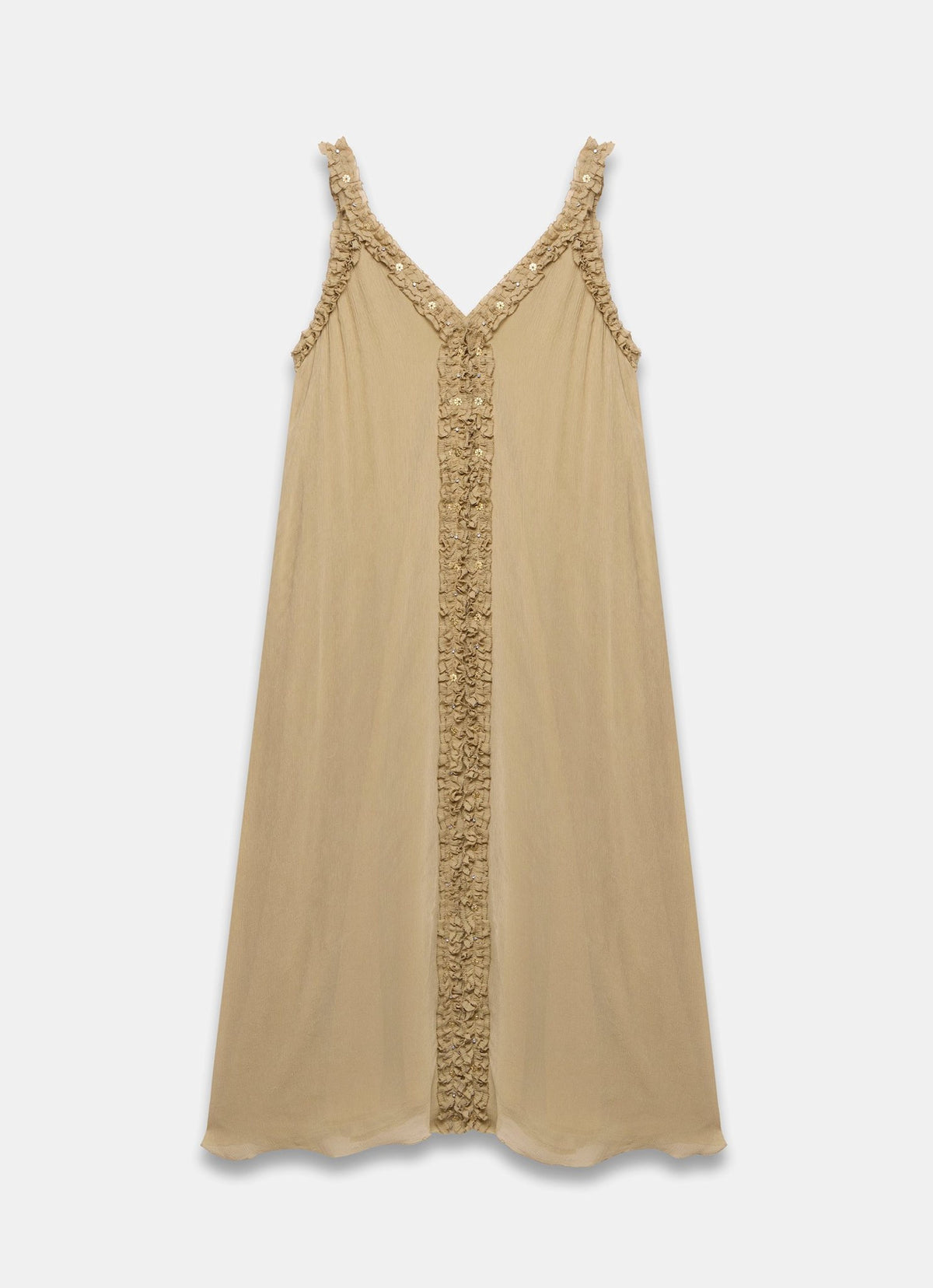 Khaki Embellished Midi Dress
