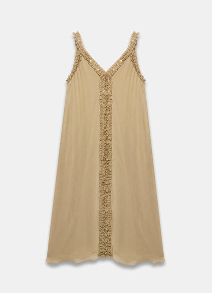 Khaki Embellished Midi Dress