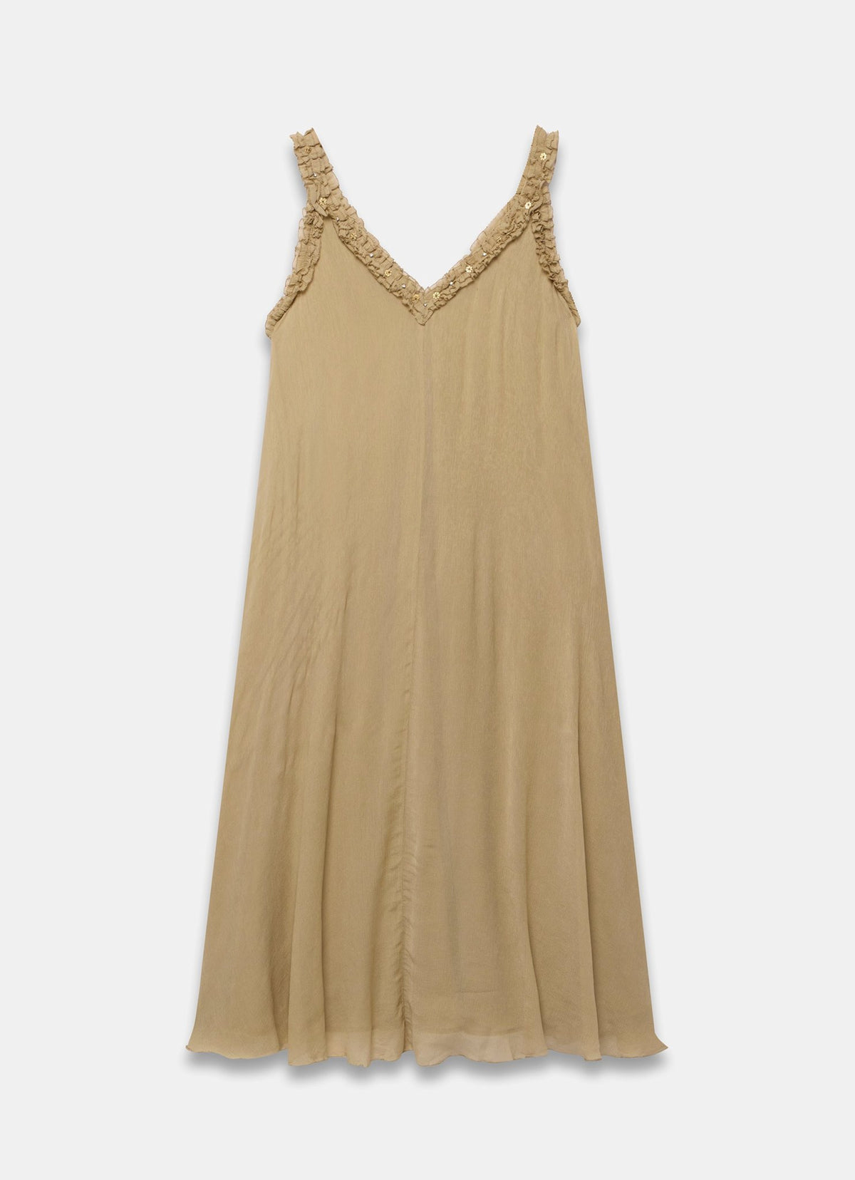 Khaki Embellished Midi Dress