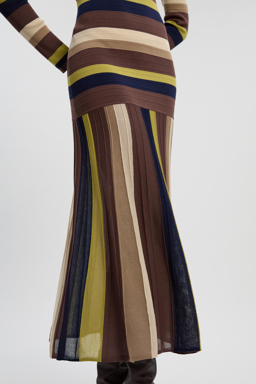 Stripe Long Sleeve Knitted Maxi Dress