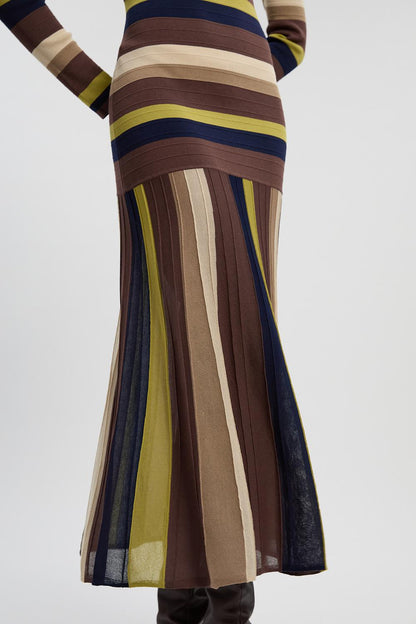 Stripe Long Sleeve Knitted Maxi Dress