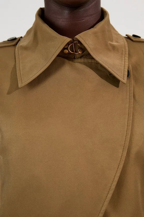 Strong Shoulder Belted Maxi Trench Coat
