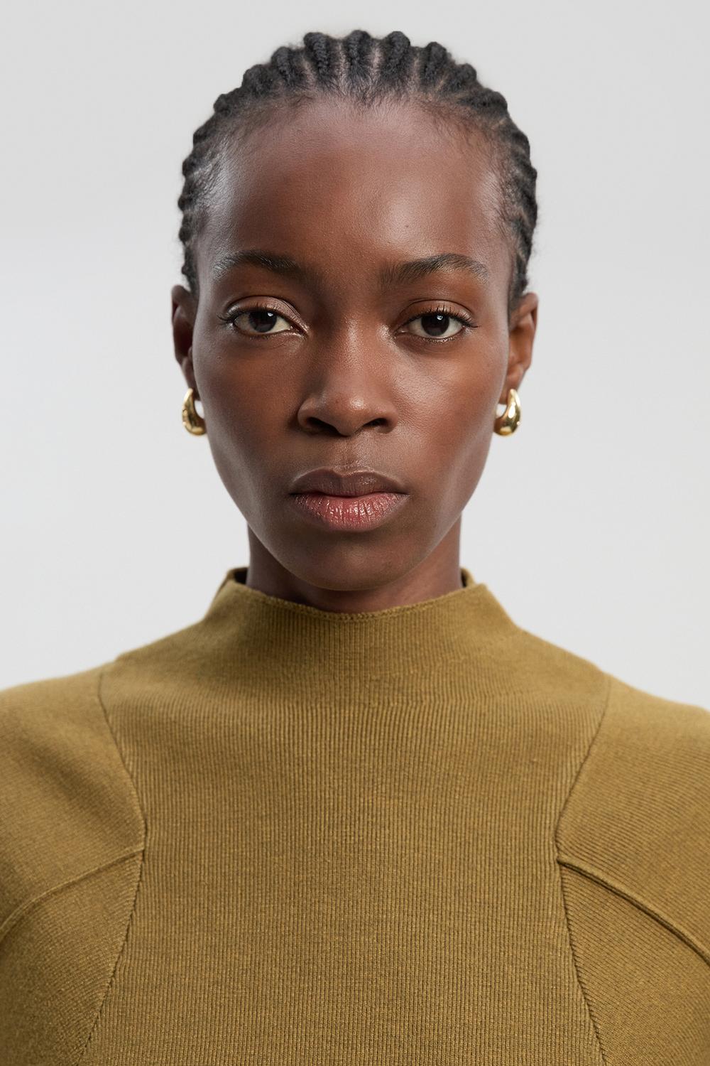 Wool Look Rounded Sleeve Knit Midaxi Dress