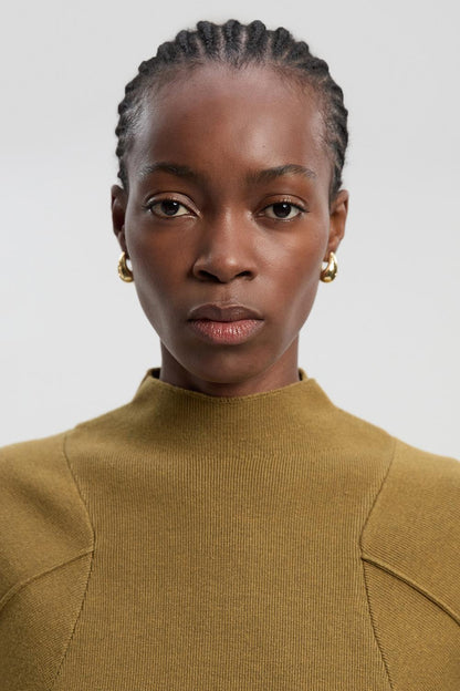 Wool Look Rounded Sleeve Knit Midaxi Dress