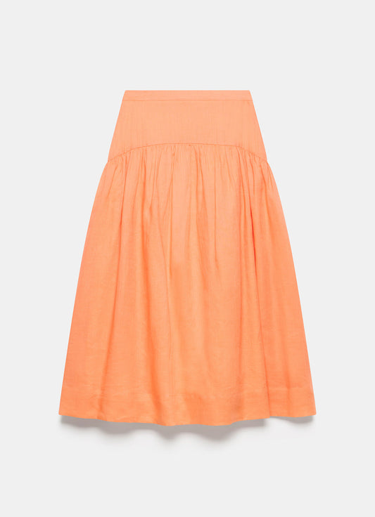Orange Drop Waist Maxi Skirt