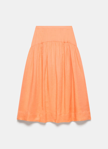 Orange Drop Waist Maxi Skirt