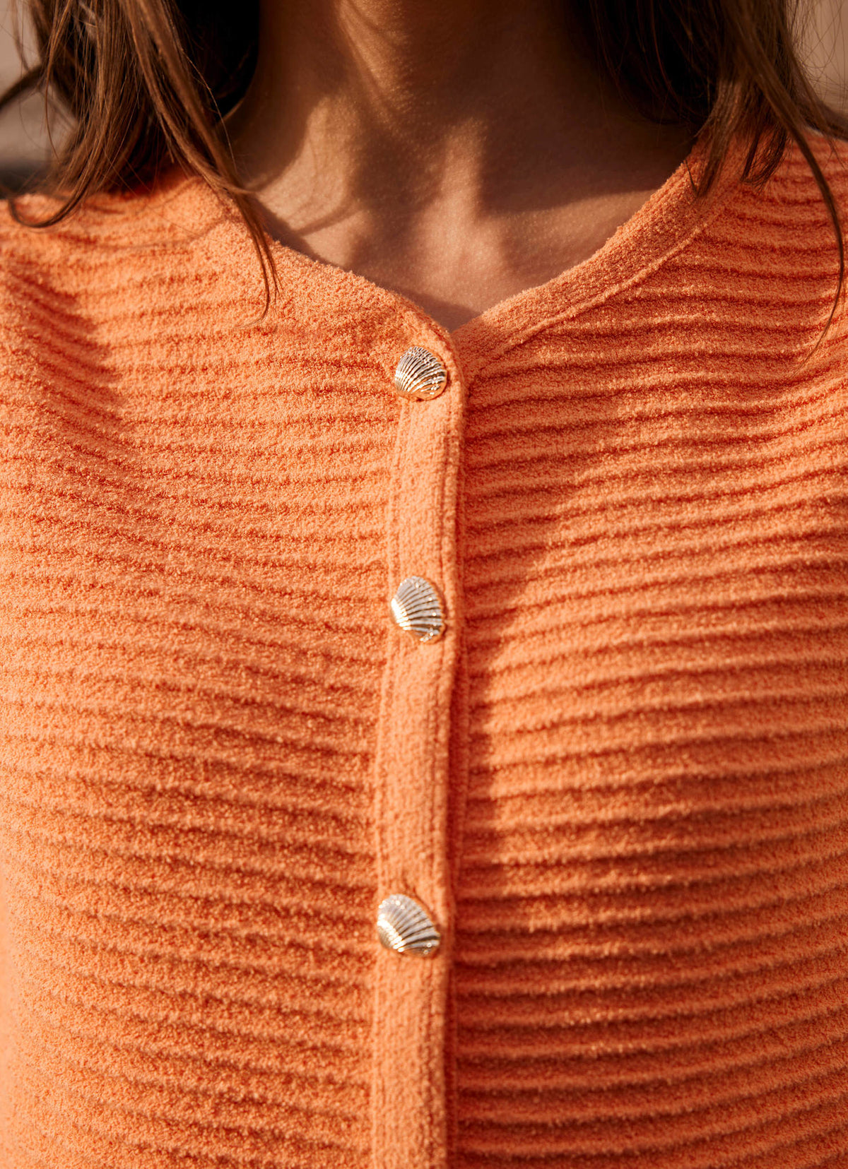 Orange Shell Button Waistcoat