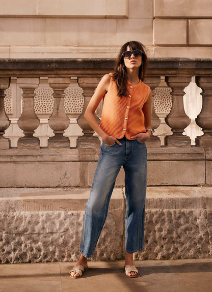 Orange Shell Button Waistcoat