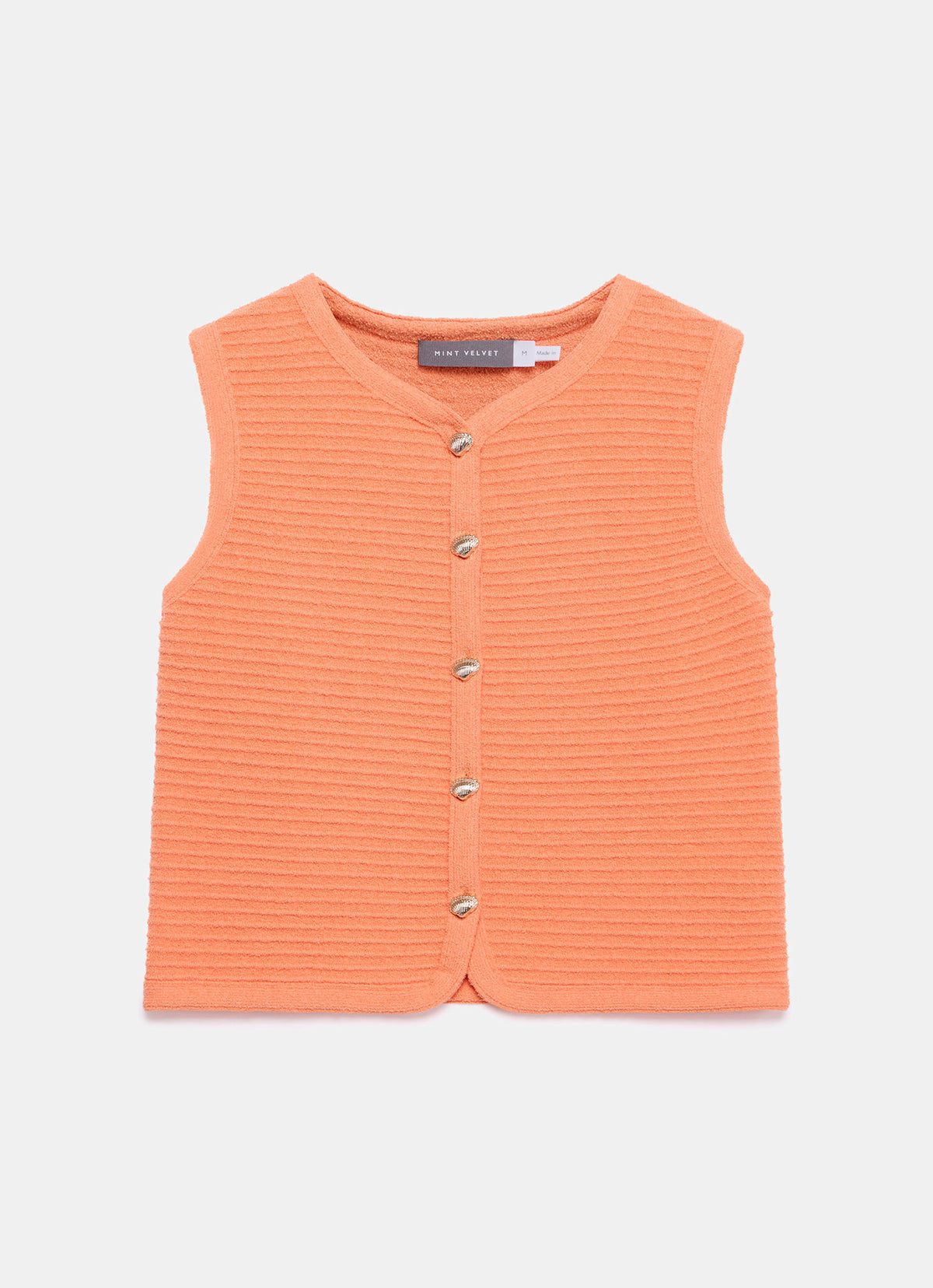 Orange Shell Button Waistcoat