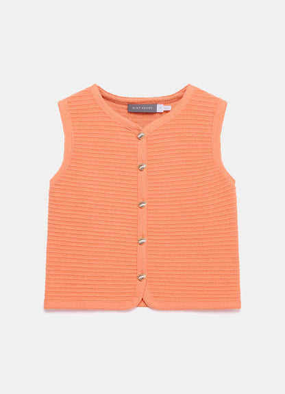 Orange Shell Button Waistcoat