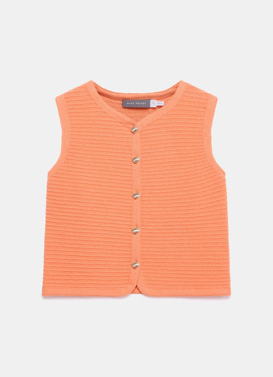 Orange Shell Button Waistcoat