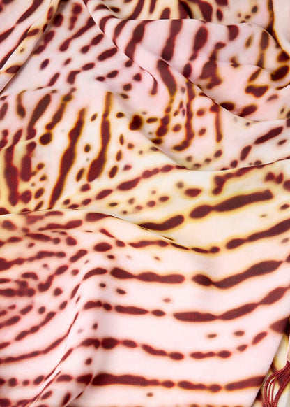 Pink/Multi Orchid Print Scarf Midi Dress