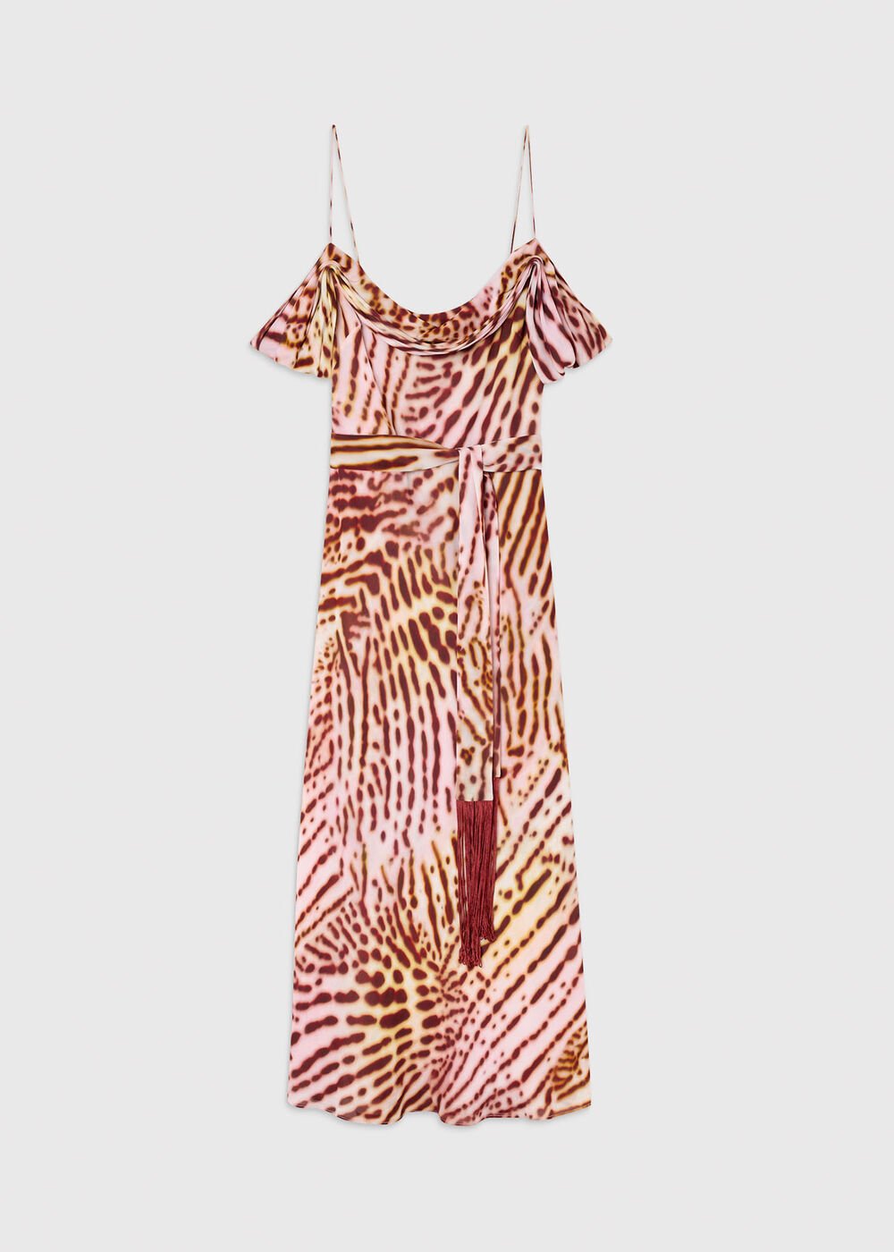 Pink/Multi Orchid Print Scarf Midi Dress