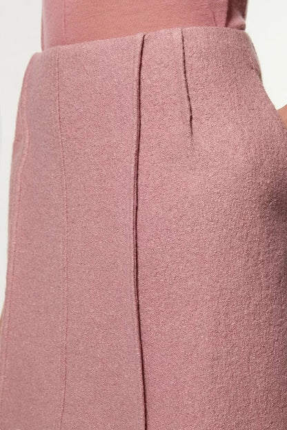 Textured Wool Blend Darted Tailored Mini Skirt