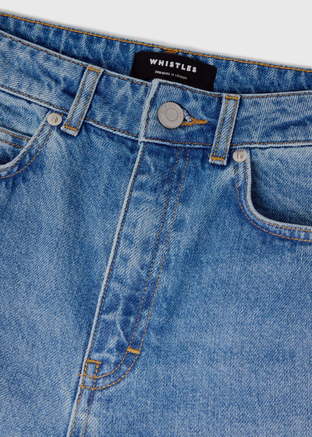 Light Wash Panel Detail Wide Leg Jeans