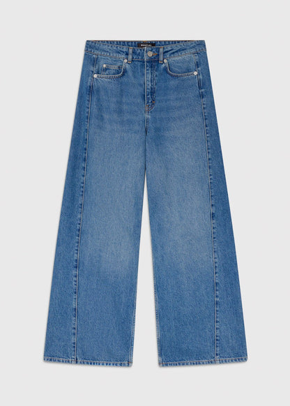 Light Wash Panel Detail Wide Leg Jeans
