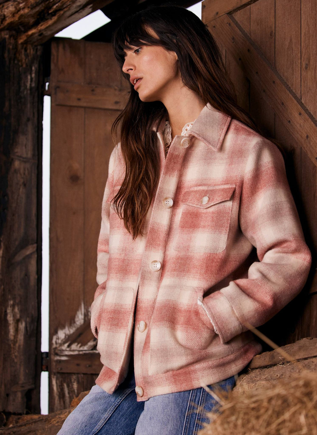 Pink Checked Shacket