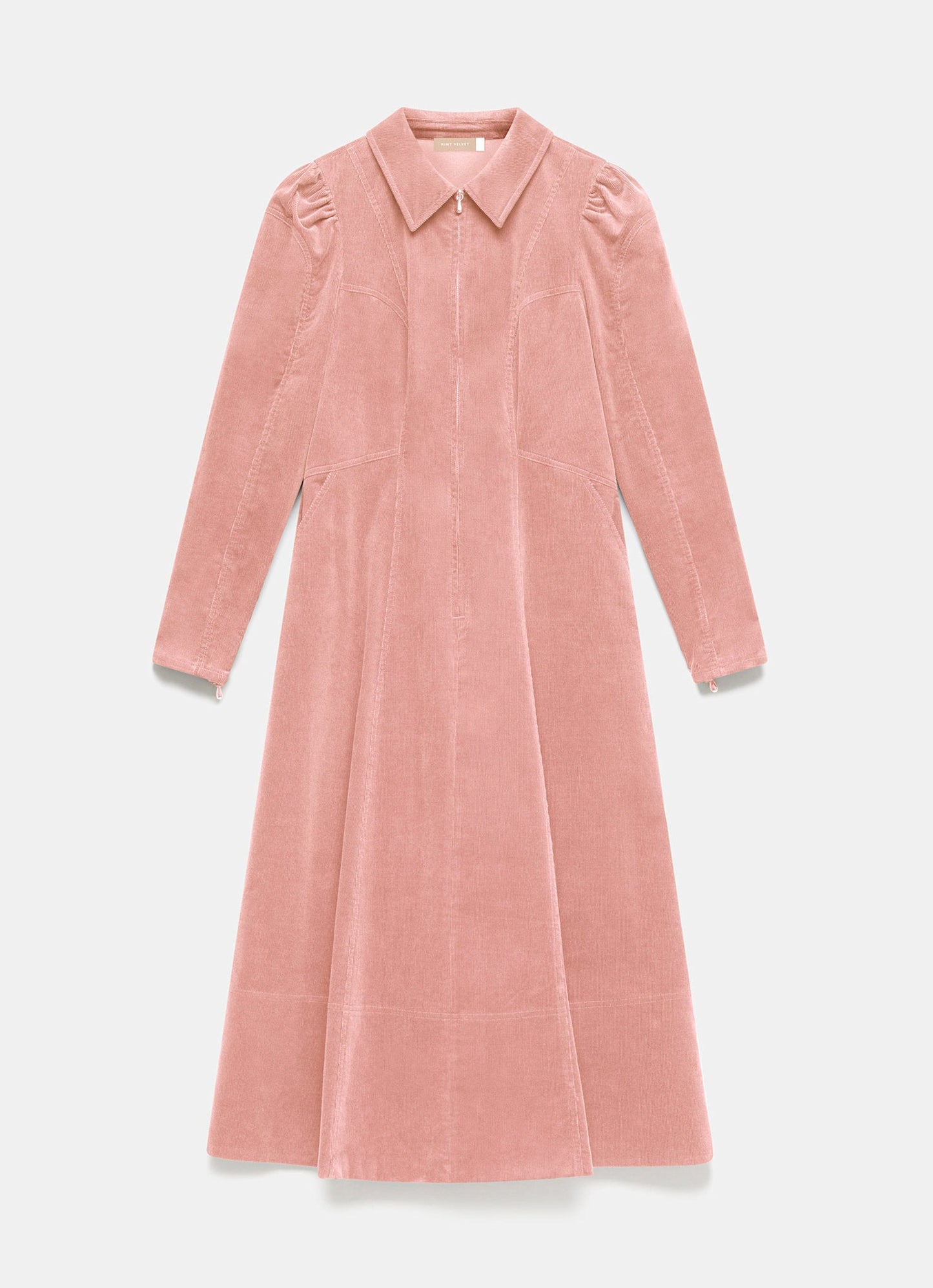 Pink Corduroy Midi Dress