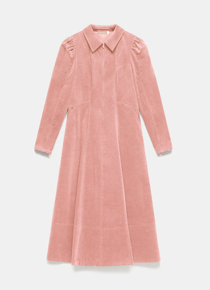 Pink Corduroy Midi Dress