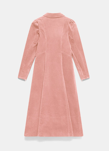 Pink Corduroy Midi Dress