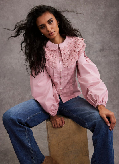 Pink Statement Collar Blouse