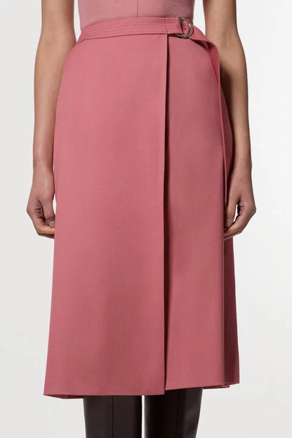 Soft Tailored Wrap A Line Midi Skirt