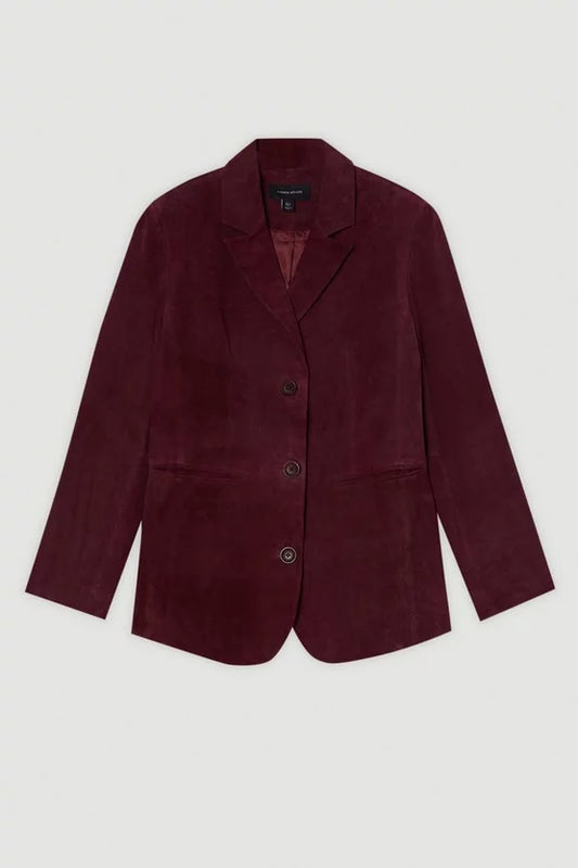 Suede Tailored Single Breasted Blazer