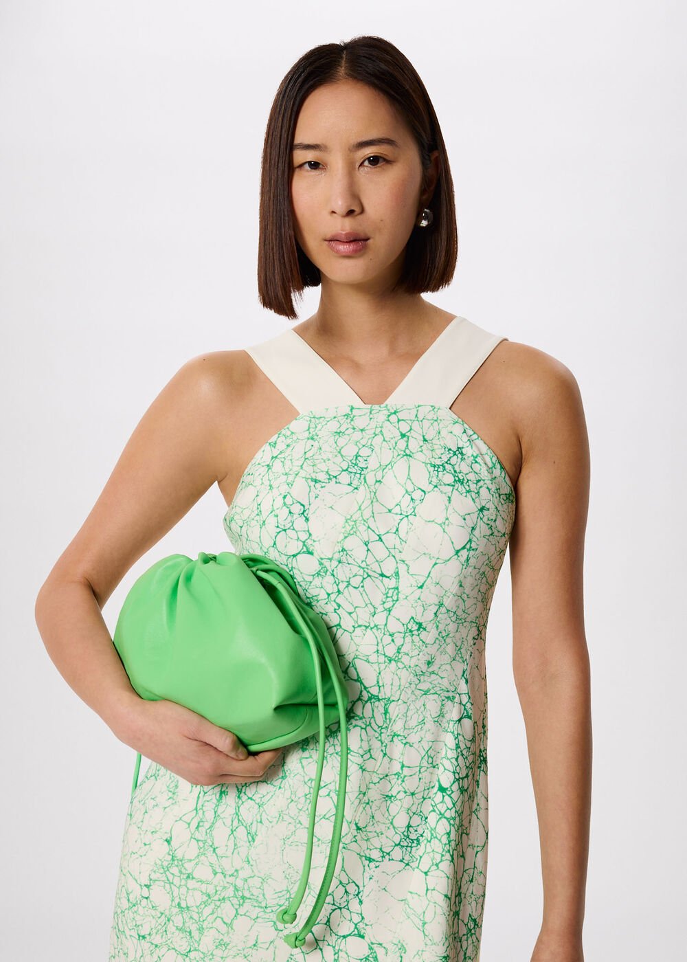 Green/Multi Printed Buckle Midi Dress