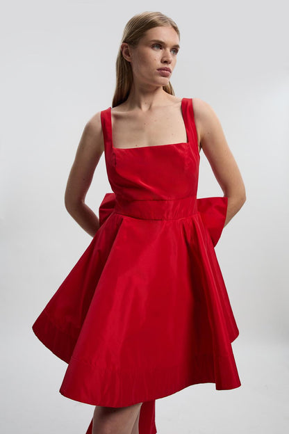 Drama Taffeta Full Skirt Woven Mini Dress