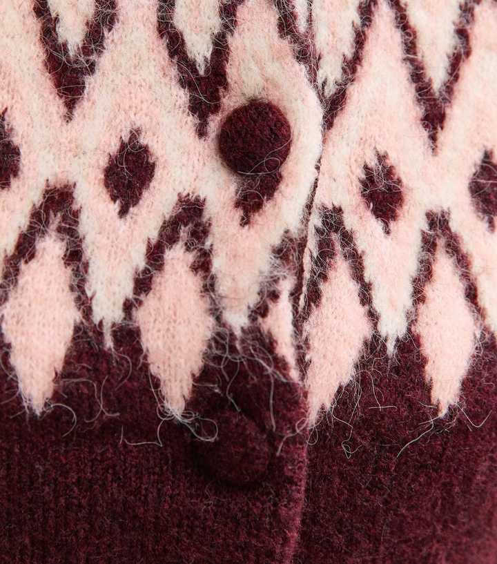 Red Fairisle Crew Neck Cardigan