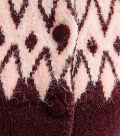 Red Fairisle Crew Neck Cardigan