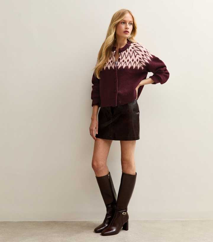 Red Fairisle Crew Neck Cardigan