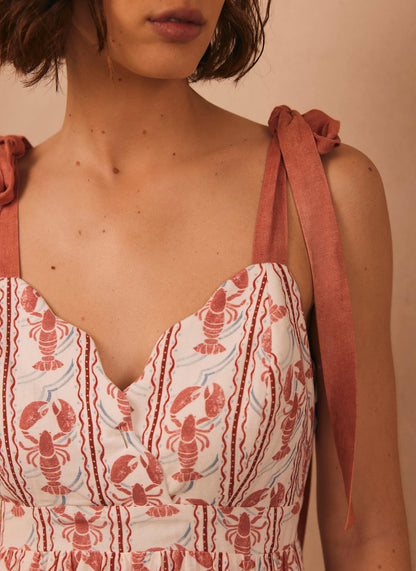 Red Lobster Print Maxi Dress