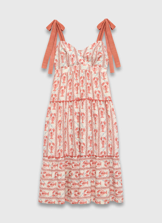 Red Lobster Print Maxi Dress