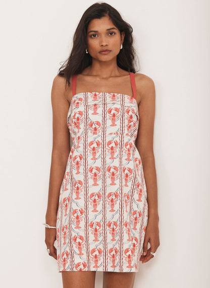 Red Lobster Print Mini Dress