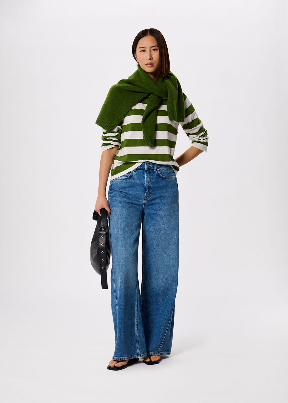 Green/Multi Relaxed Stripe Long Sleeve Tee