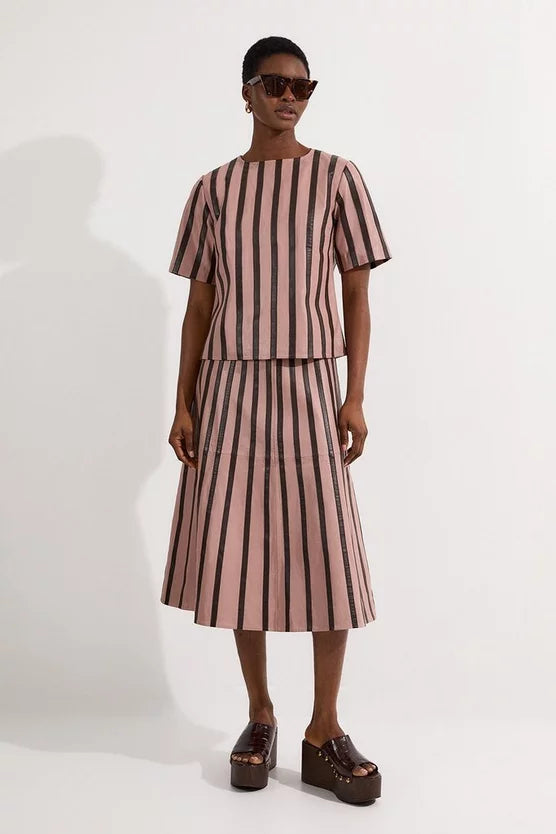 Leather Stripe Mix Top
