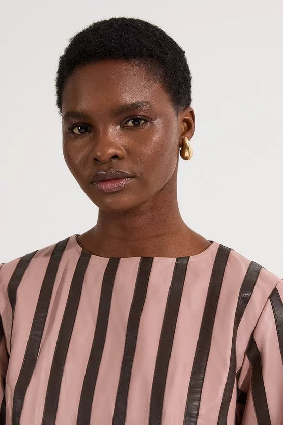 Leather Stripe Mix Top