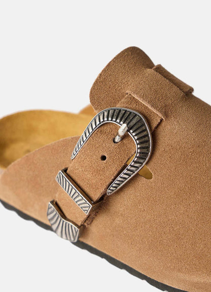 Tan Suede Western Clogs