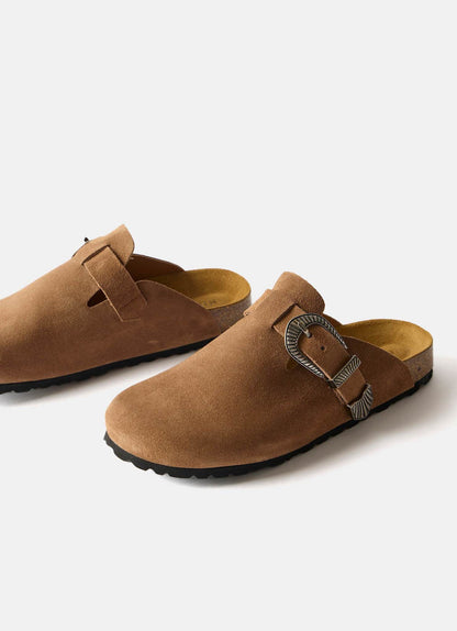 Tan Suede Western Clogs