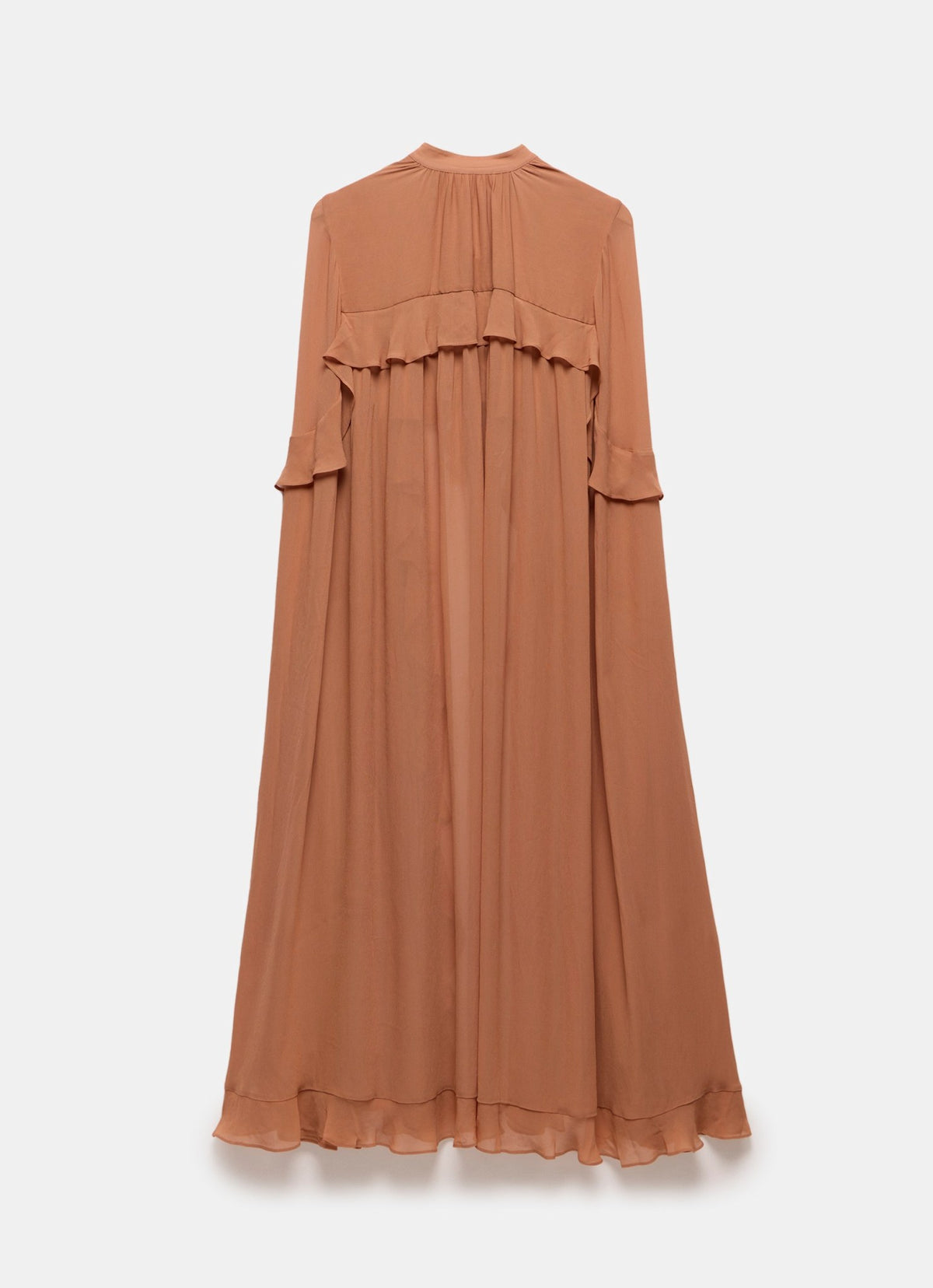 Rust Ruffle Detail Maxi Cape