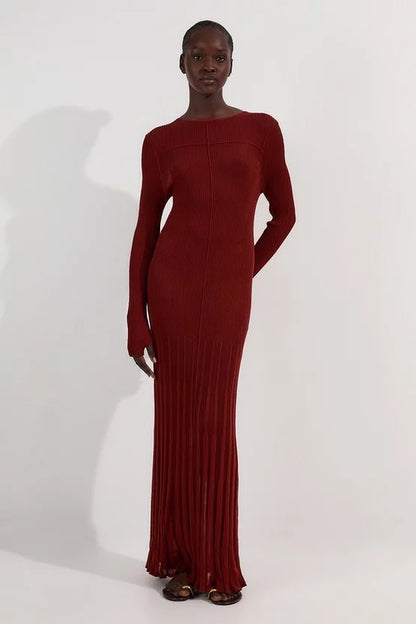 Drapey Sheer Rib Knitted Midi Dress