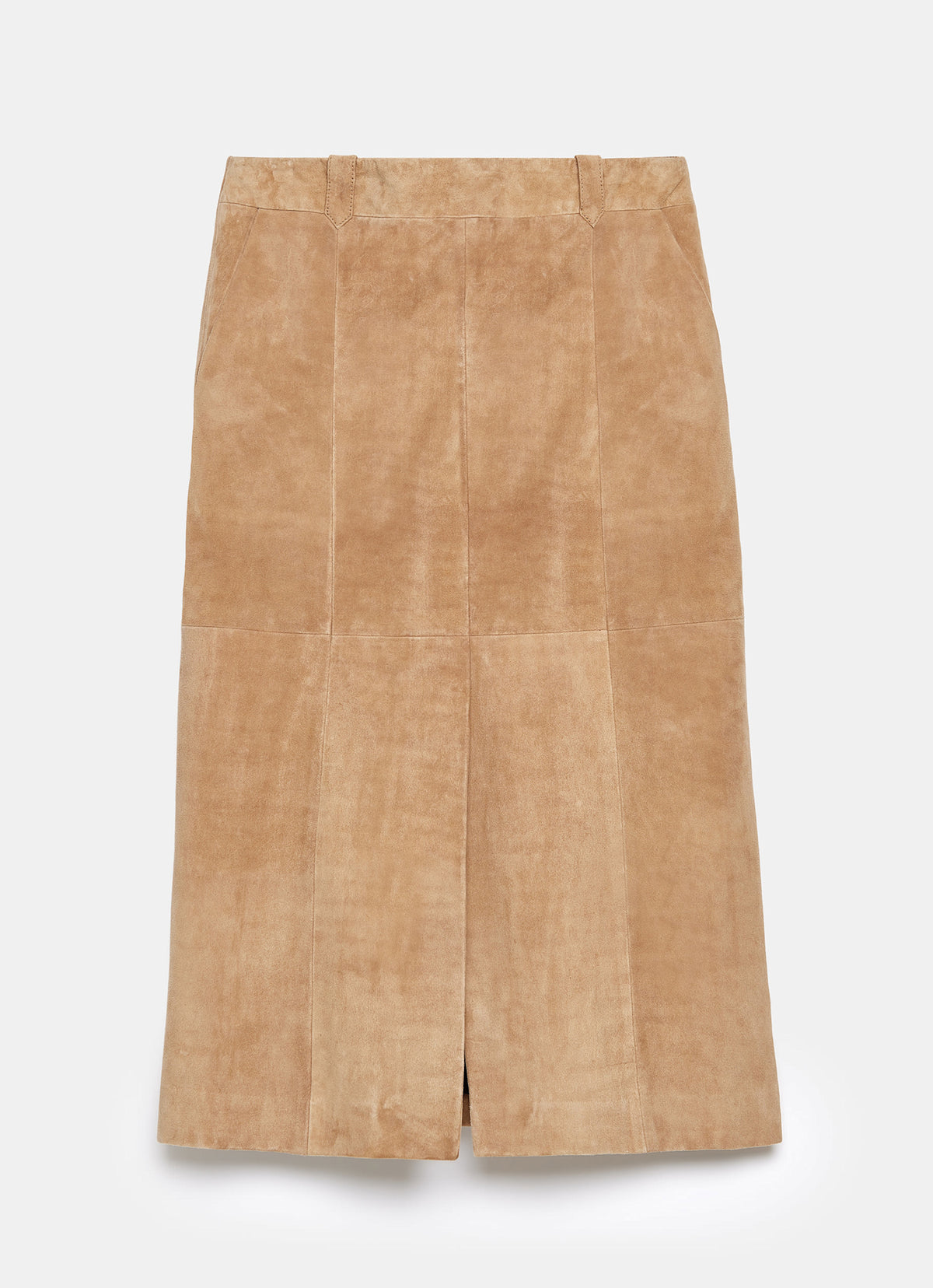 Neutral Suede Midi Skirt