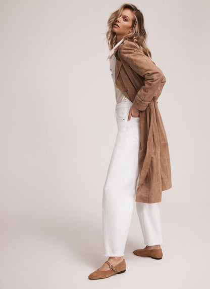 Neutral Suede Trench Coat