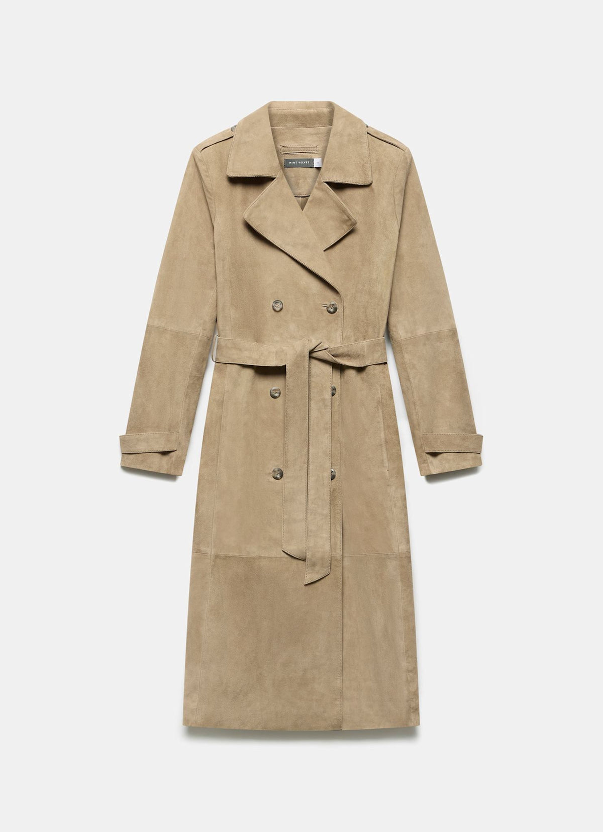 Neutral Suede Trench Coat